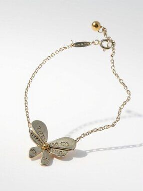 Tiffany & Co B2 925 18k Love Bugs Butterfly Bracelet Silver Gold Return